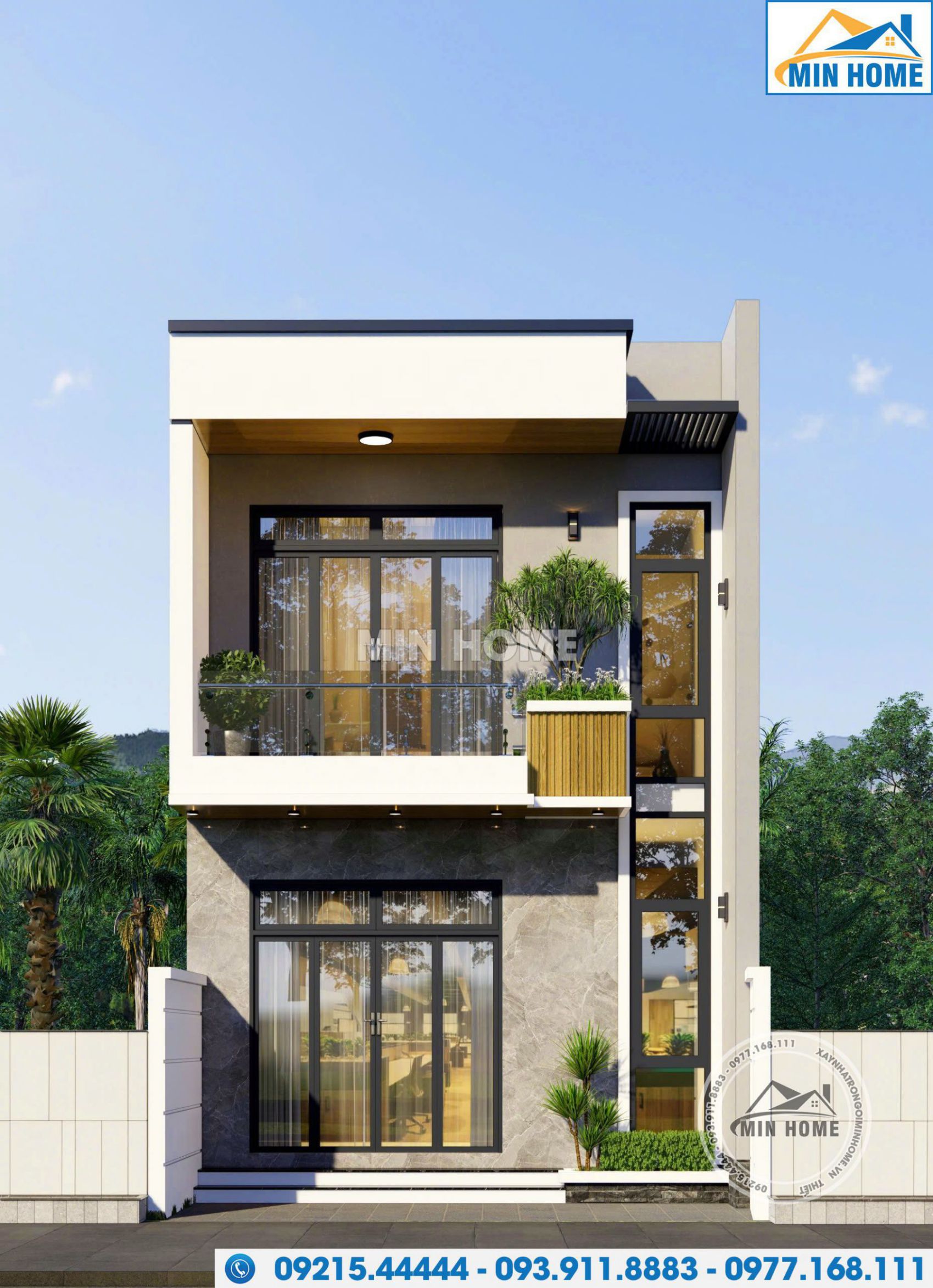mau nha 2 tang 5 5m hien dai gia re phu hop cho gia dinh tre 12
