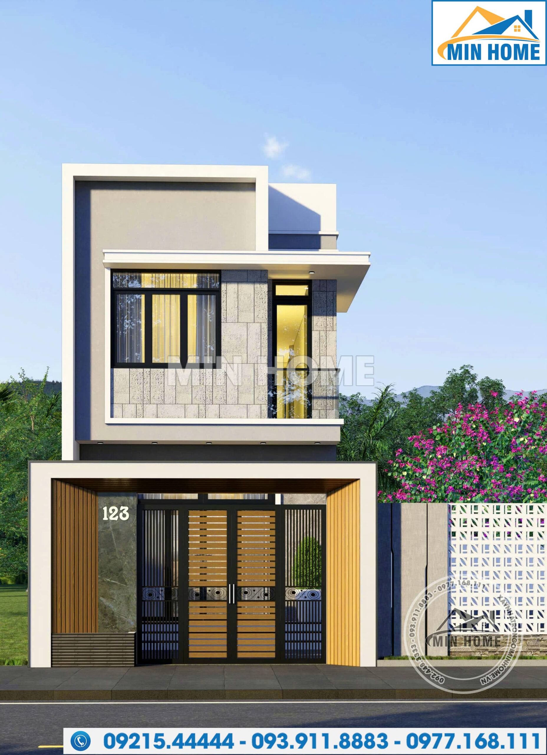 mau nha ong 2 tang hien dai mat tien 5m phu hop cho gia dinh tre mn05235