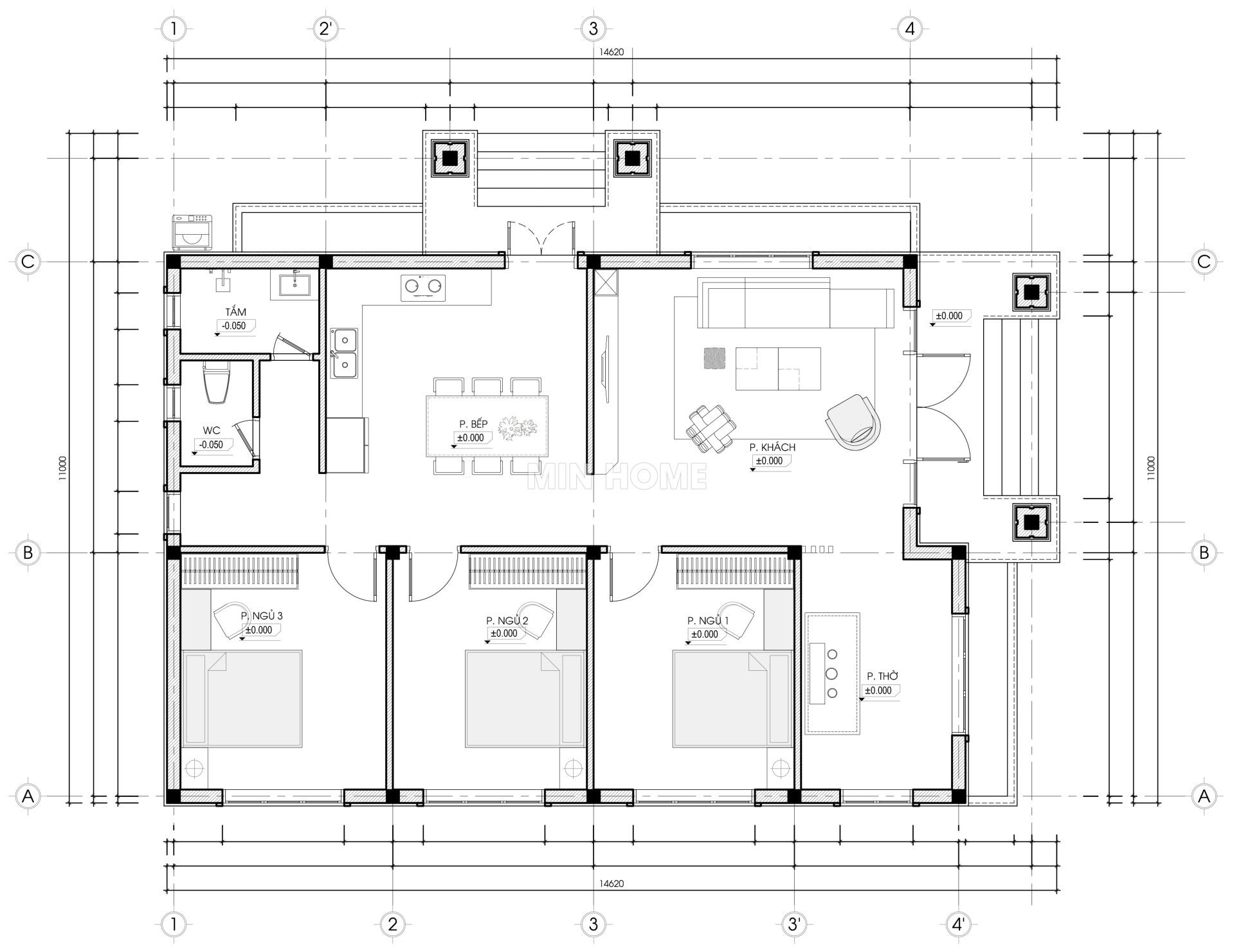 thiet ke mau nha cap 4 mat tien 11m hien dai toi uu chi phi 22